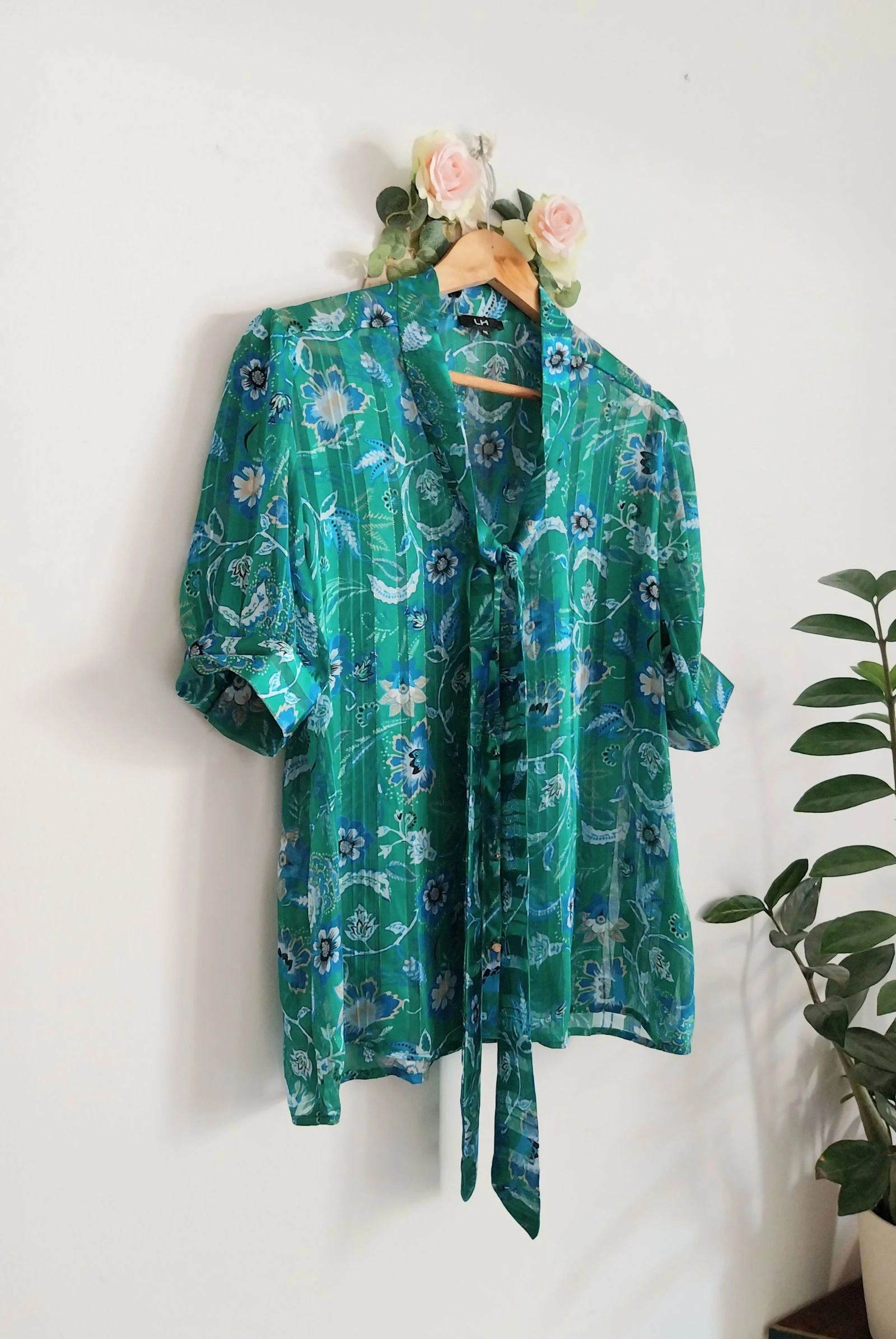 Nuevo y magnífico blusón de gasa con estampado floral LH Talla 40 – photo 5